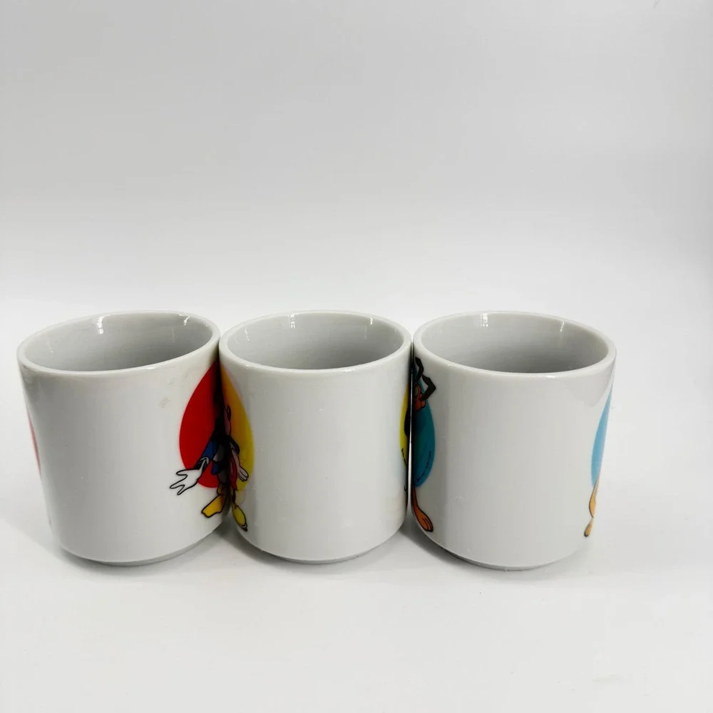 Walt Disney Productions 1970s Plate Mug Set 7pc White‎ Mickey Donald Pluto Dopey